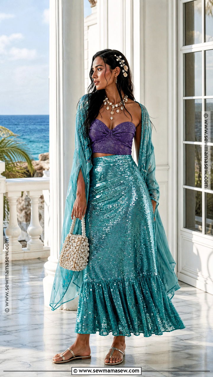 Mermaid Costume With Long Black Waves - 30 halloween costume black hair ideas