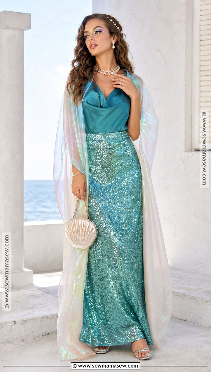Mermaid Costume With Sequin Maxi Skirt - 35 chic halloween costumes