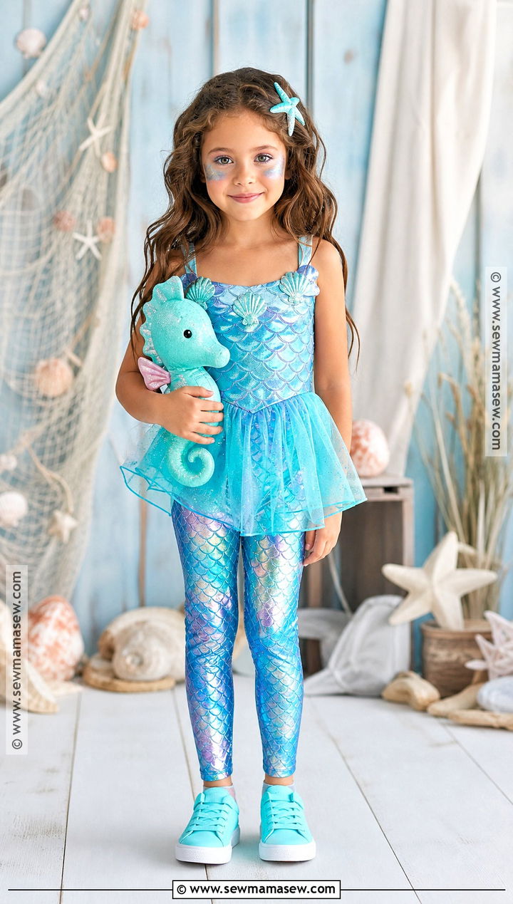 Mermaid Costume With Shimmering Leggings - 45 kids halloween costumes