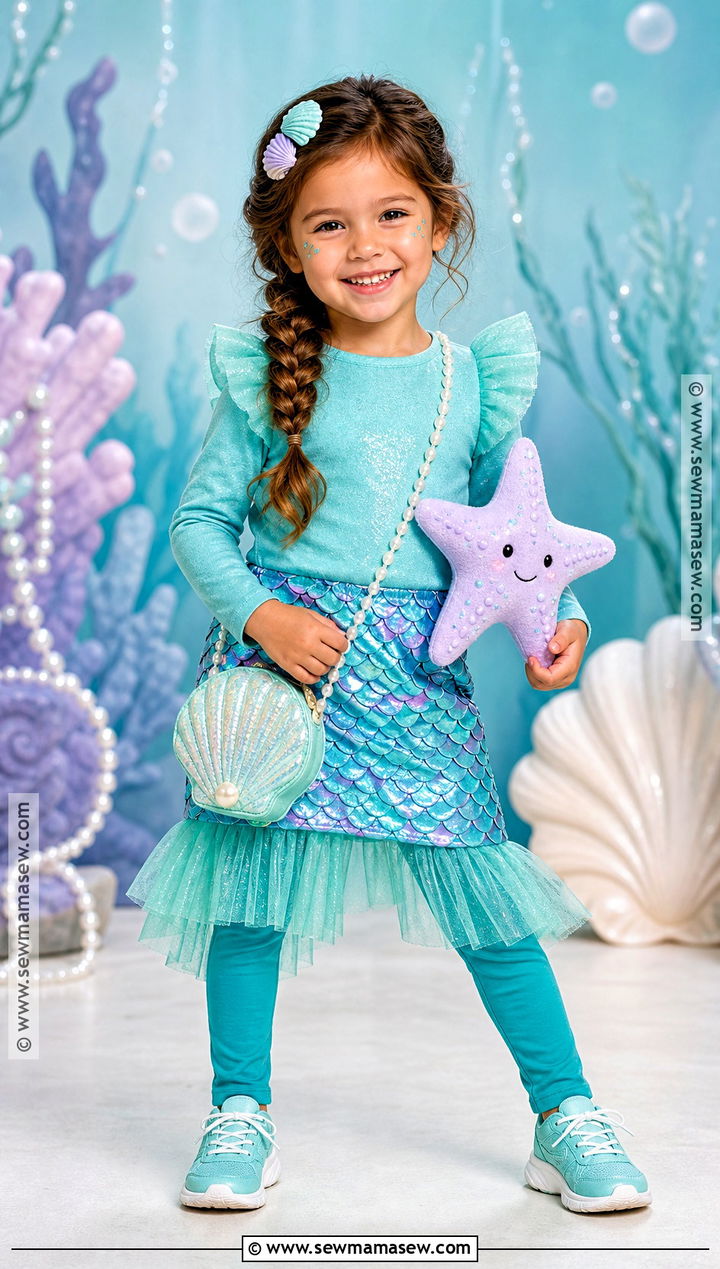 Mermaid Costume With Shimmering Scale Skirt - 30 toddler girl costume ideas