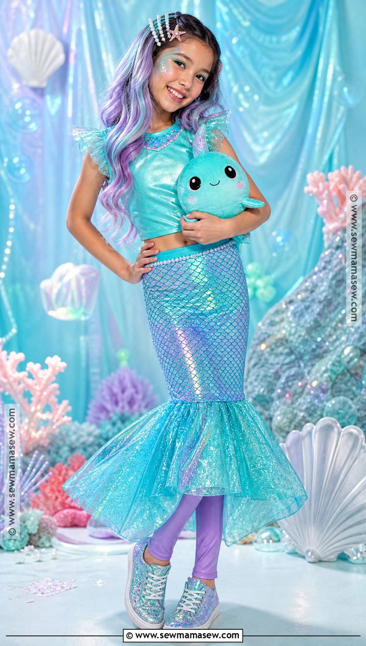 Mermaid Princess Costume With Shimmering Skirt - 40 girls halloween costumes