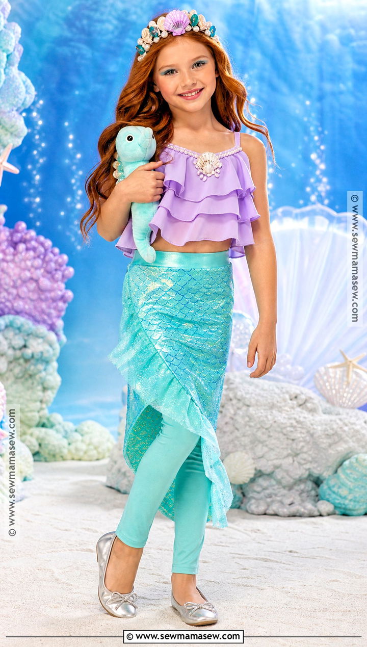 Mermaid Princess Costume With Shimmering Skirt - 30 Cute Girl Halloween Costumes