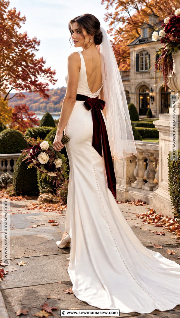 Mermaid Wedding Dress With Velvet Bow - 15 Fall Mermaid Wedding Dress Ideas