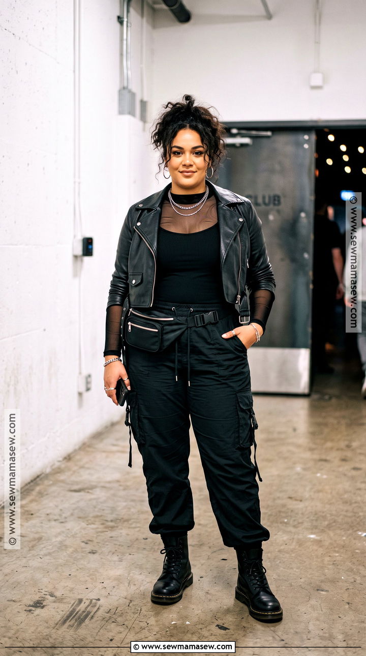 Mesh Top And Black Cargo Pants Indoor Concert Outfit - 15 Indoor Concert Outfit Fall Ideas