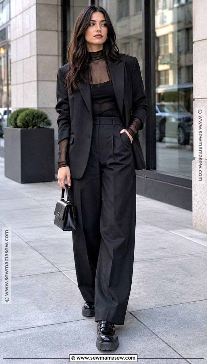 Mesh Top And Wide Leg Pants Fall Outfit - 25 alternative fall outfits