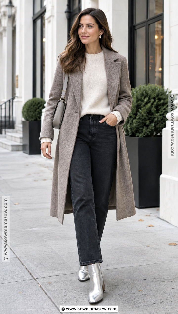 Metallic Ankle Boots With Neutral Sweater And Jeans - 15 ankle boots 2026 fall