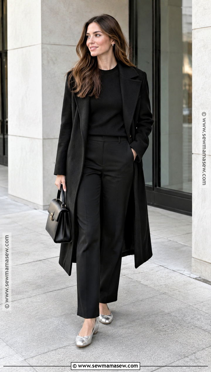 Metallic Ballet Flats With A Monochrome Outfit - 15 dressy fall shoes
