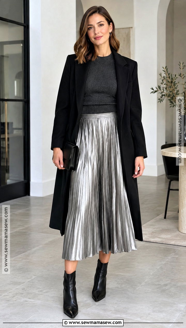 Metallic Skirt And Cashmere Sweater Fall Birthday Outfit - 20 Fall Birthday Fits
