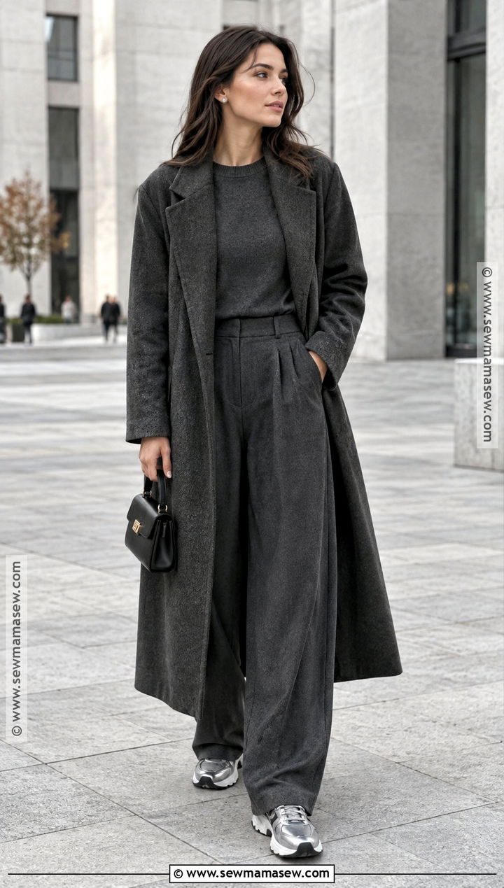 Metallic Sneakers With A Monochrome Outfit - 15 autumn fashion sneakers