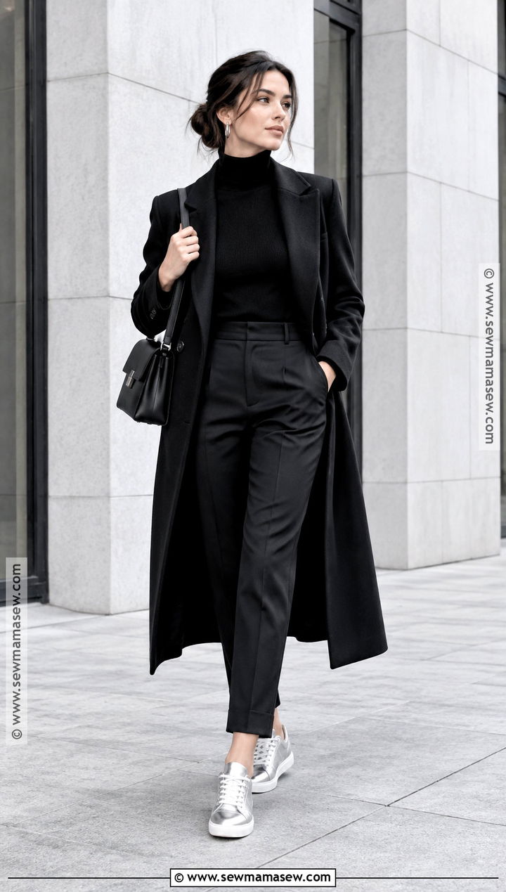 Metallic Sneakers With an All Black Outfit - 15 fall fashion sneakers