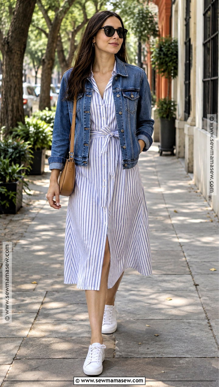 Mexico City Fall Shirt Dress And Denim Jacket Outfit - 20 mexico city fall outfits