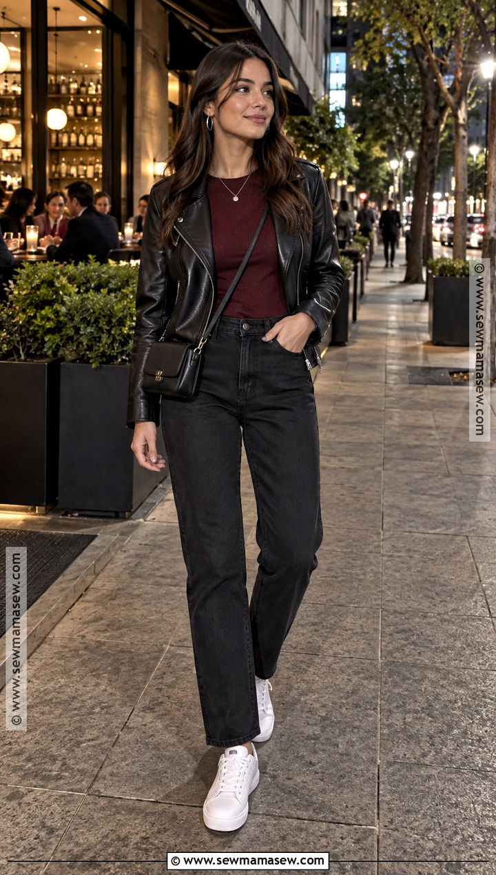 Mexico City October Leather Jacket And Black Jeans Outfit - 15 Mexico City Outfit October Ideas