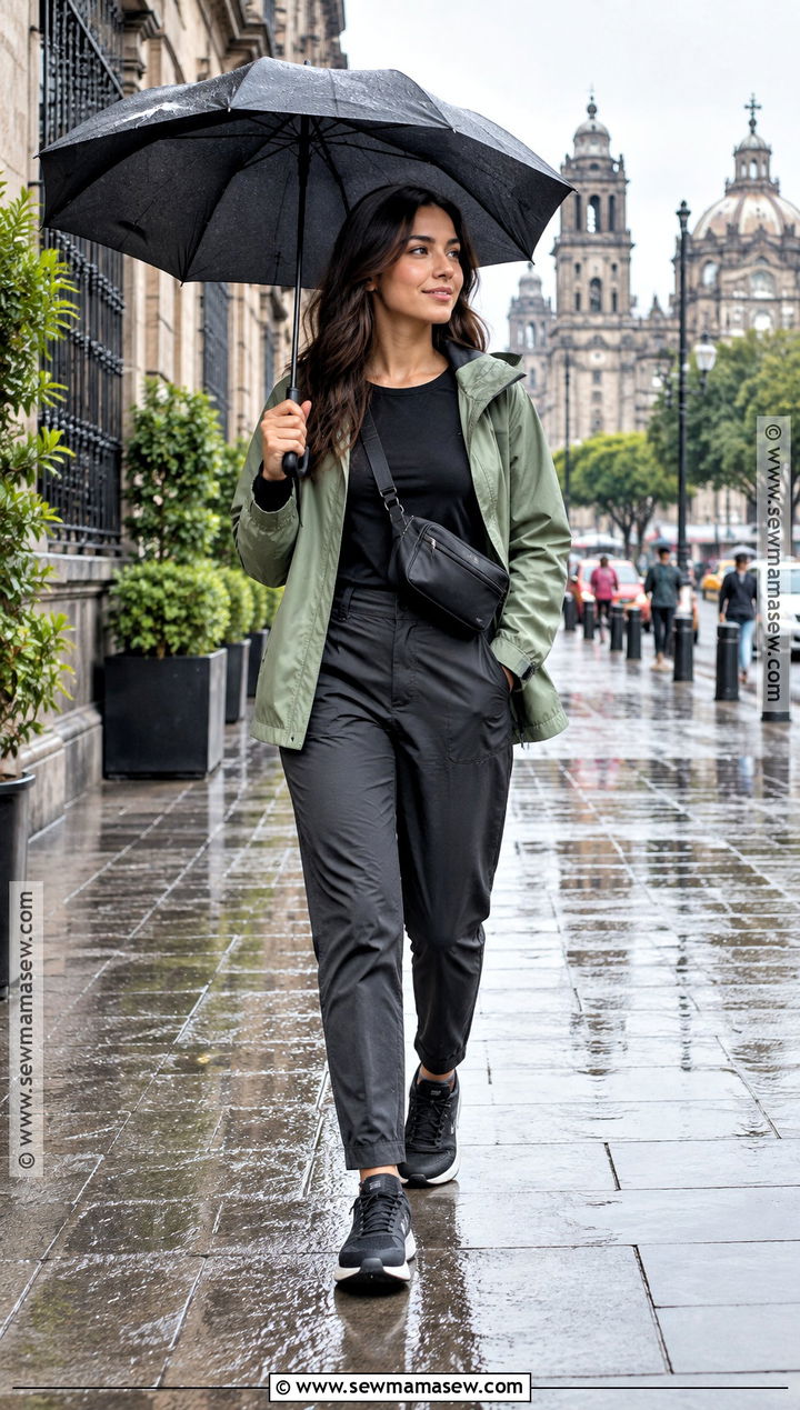 Mexico City October Rain Jacket And Travel Pants Outfit - 15 Mexico City Outfit October Ideas
