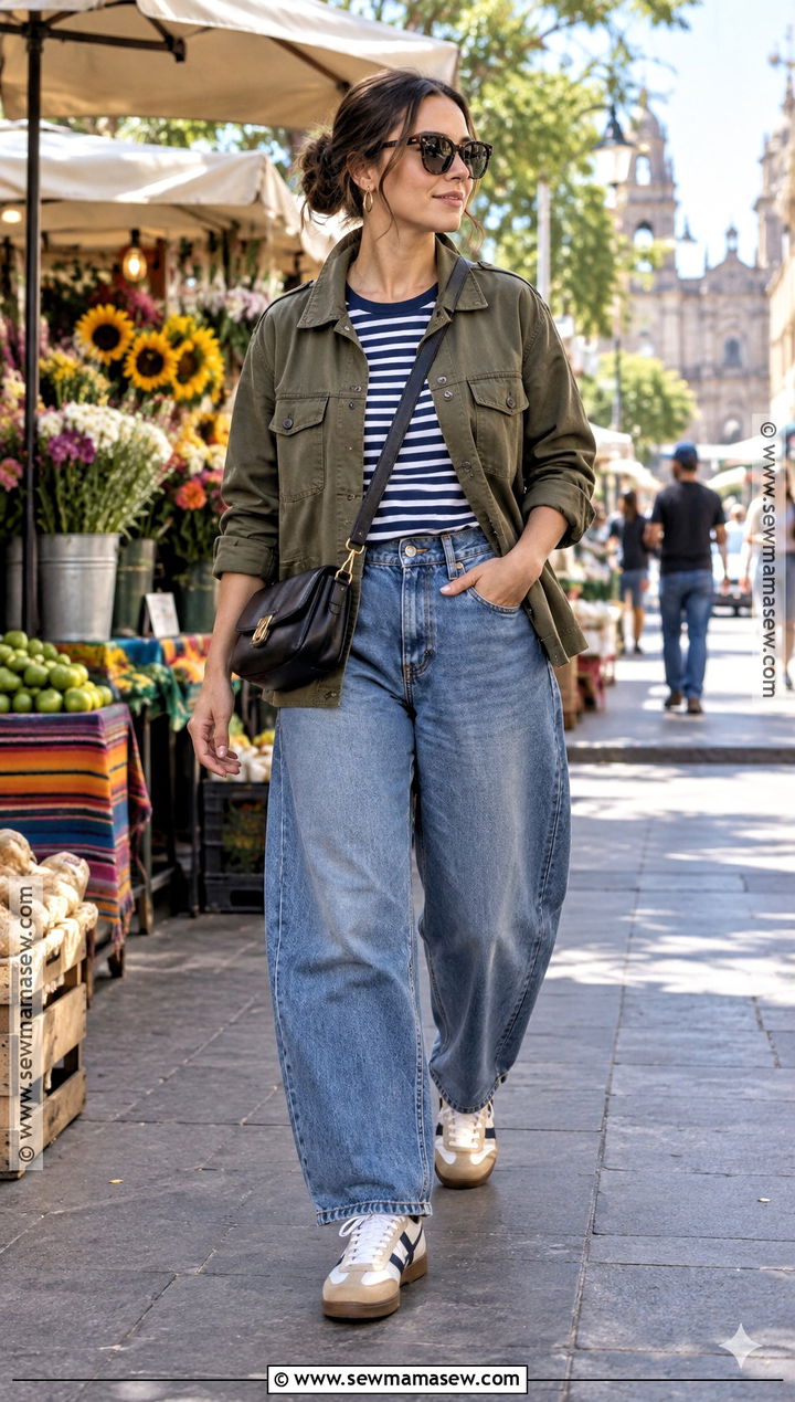 Mexico City Utility Jacket And Barrel Jeans Outfit - 15 Mexico City Fall Fashion Ideas