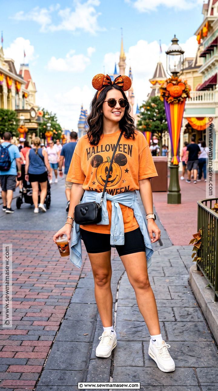 Mickey Halloween T Shirt And Biker Shorts Disney World Outfit - 15 October Disney World Outfits