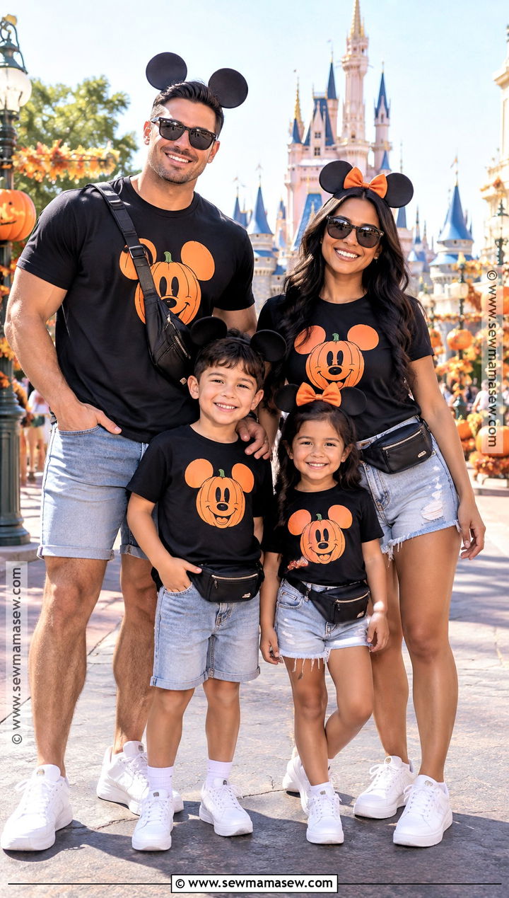 Mickey Pumpkin Family Shirt And Denim Shorts Outfit - 15 disney october family shirts