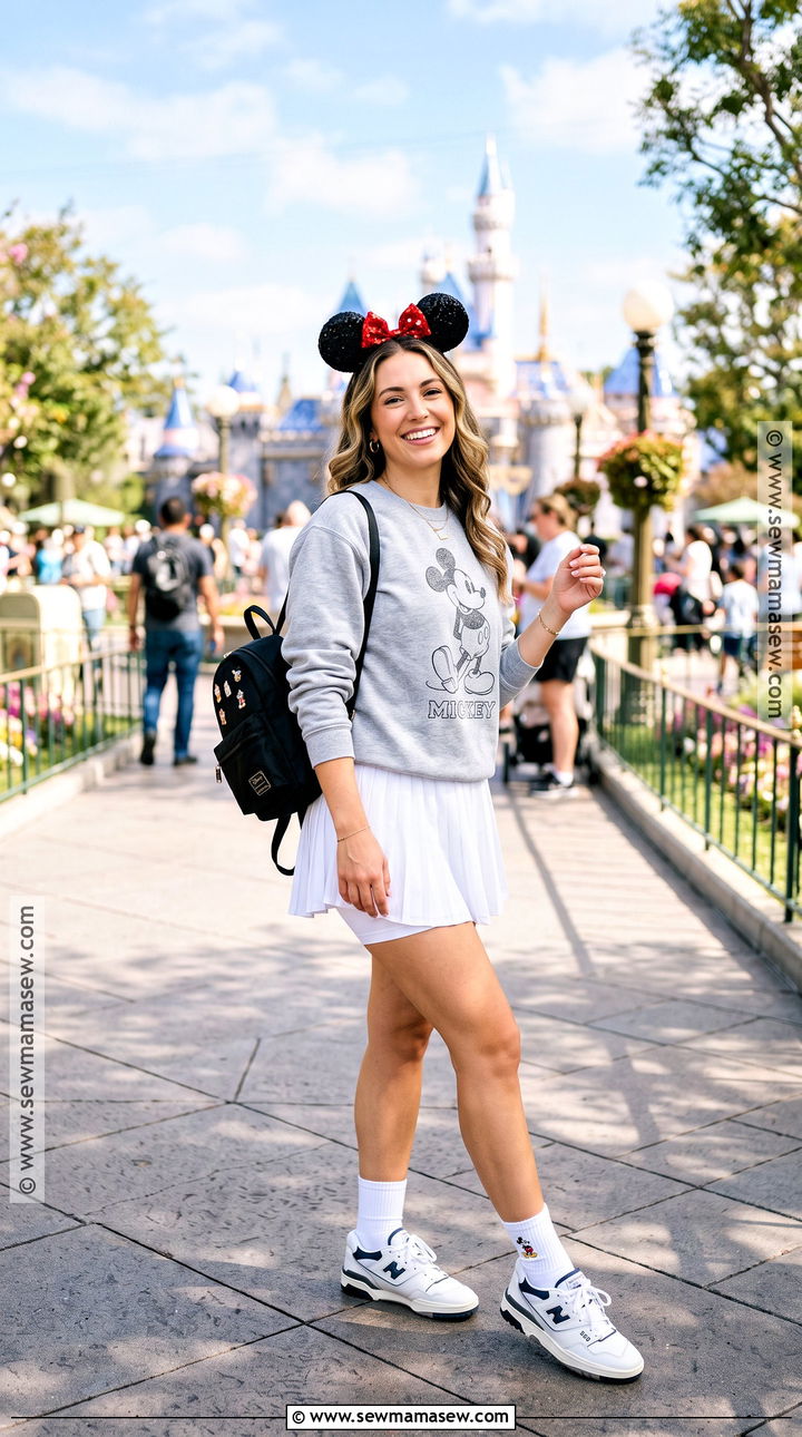 Mickey Sweatshirt And Tennis Skirt Disneyland October Outfit - 20 Disneyland October Outfits