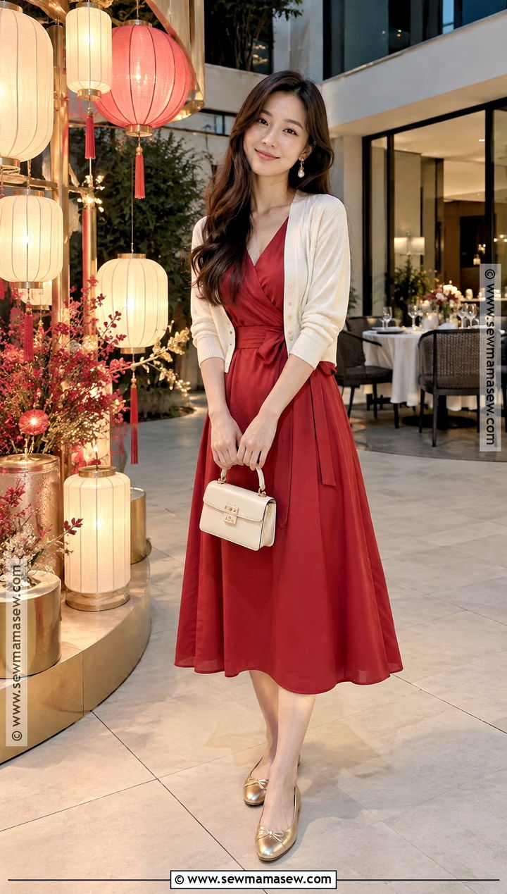 Mid Autumn Festival Red Wrap Dress Outfit - 20 mid autumn festival outfit ideas