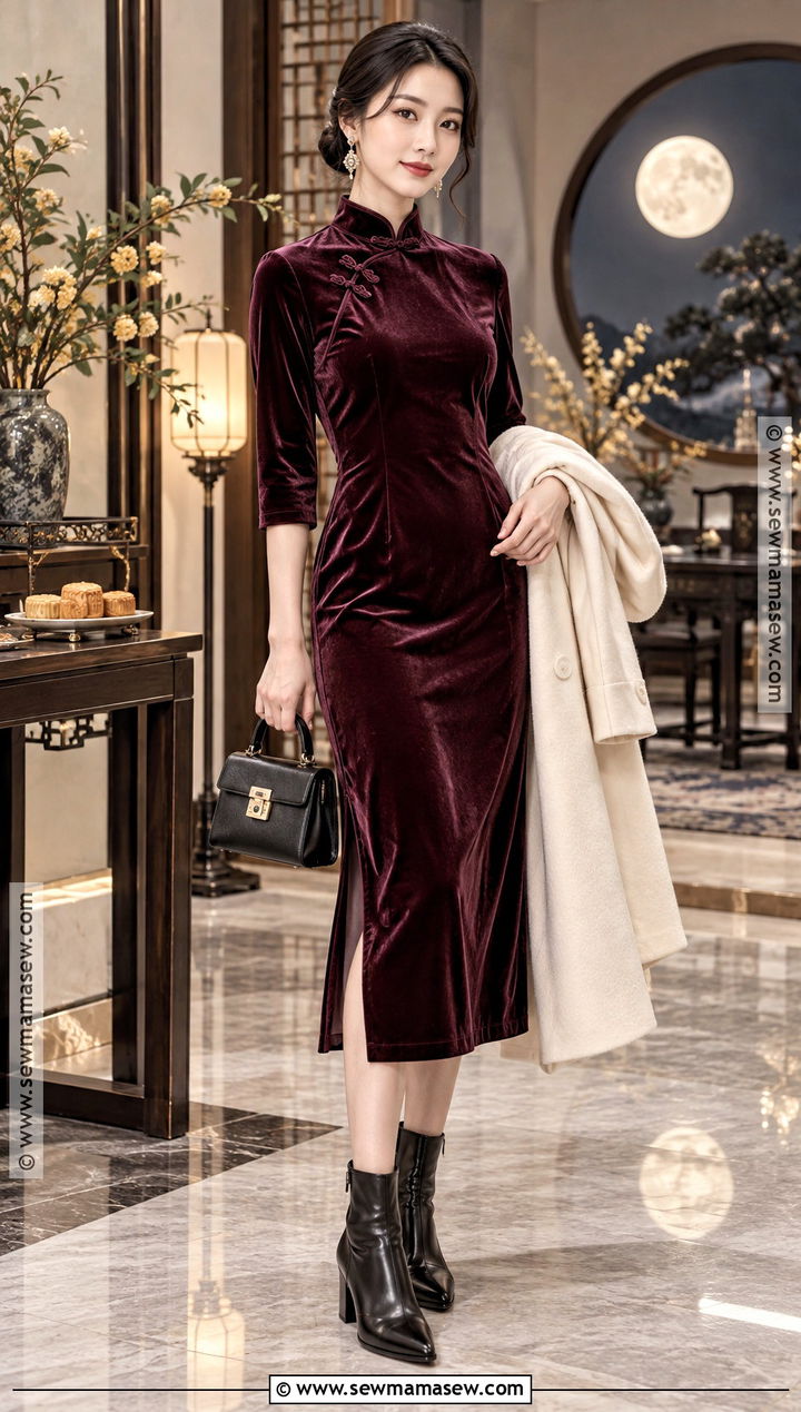 Mid Autumn Festival Velvet Cheongsam Outfit - 20 mid autumn festival outfit ideas