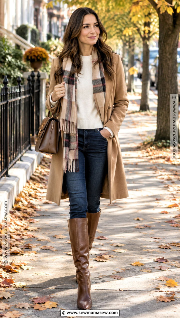 Mid Calf Boots With A Wool Coat And Jeans - 25 Boots Fall