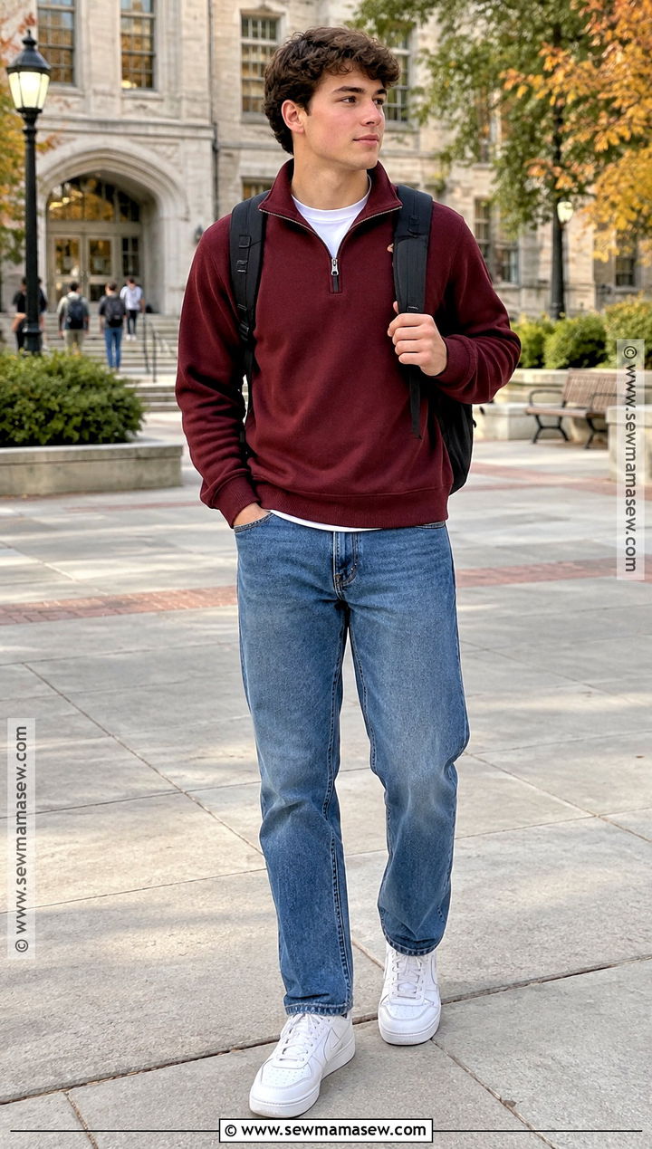 Mid Size Back To School Outfit With A Quarter Zip Sweater - 15 mid size back to school outfits