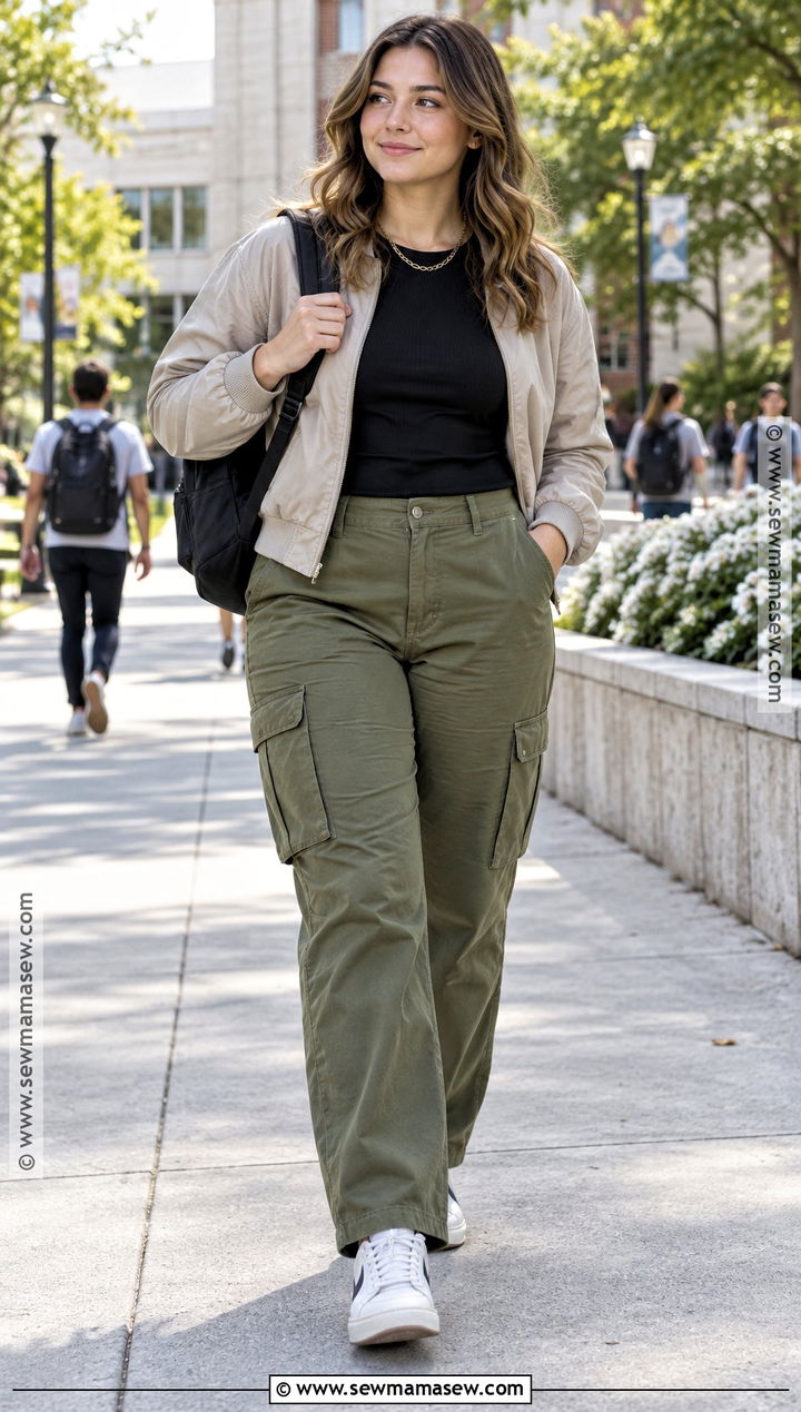 Mid Size Back To School Outfit With Cargo Pants - 15 mid size back to school outfits