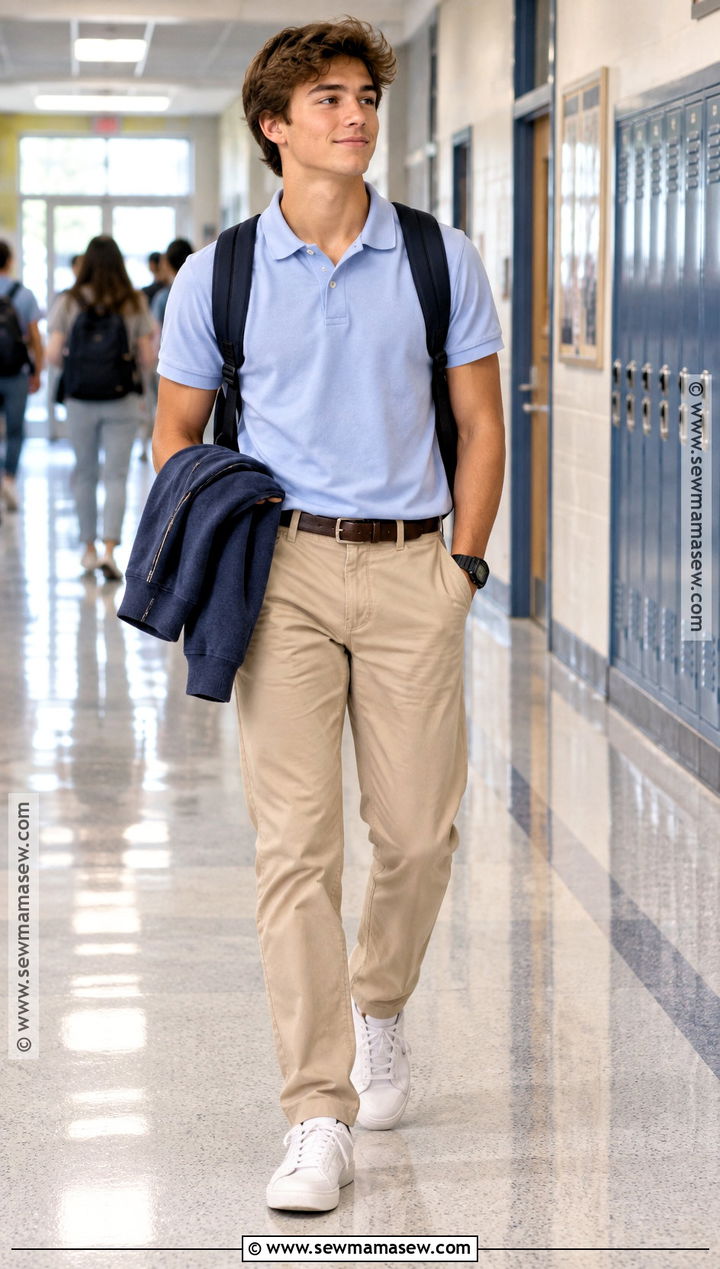 Middle School Polo Shirt And Chino Pants Outfit - 25 back to school outfits middle school