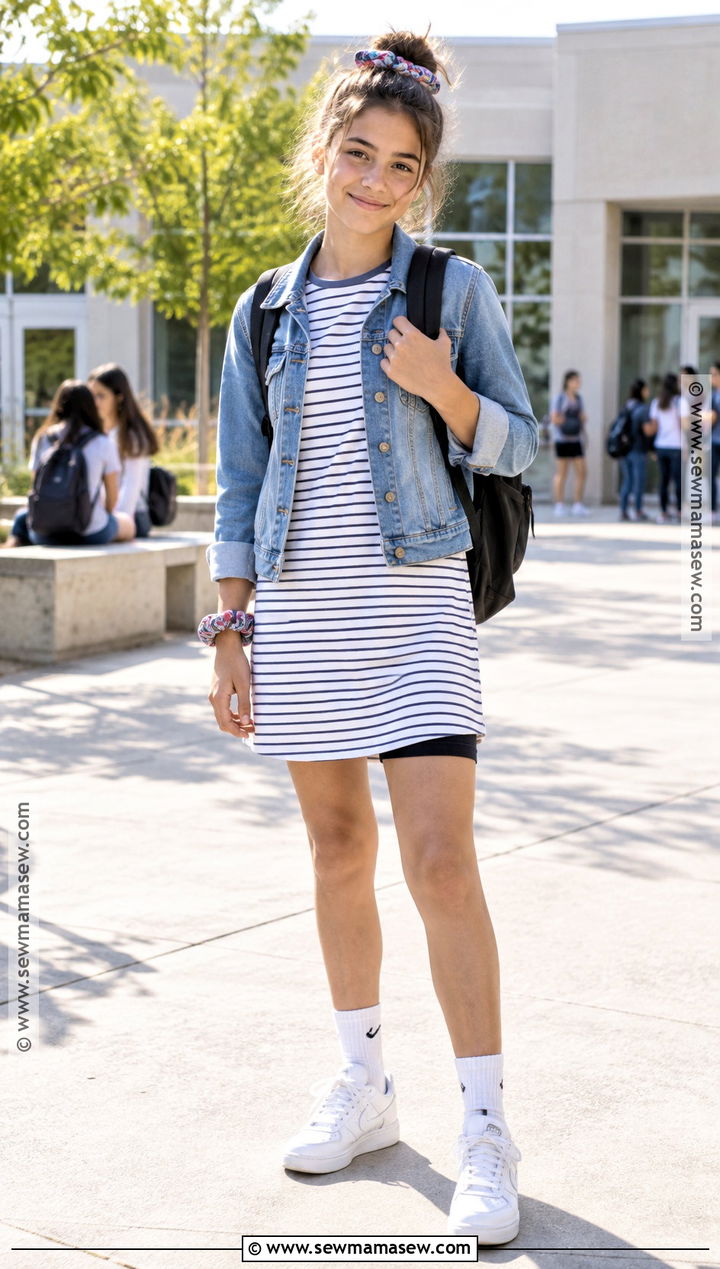 Middle School T Shirt Dress And Sneakers Outfit - 25 back to school outfits middle school