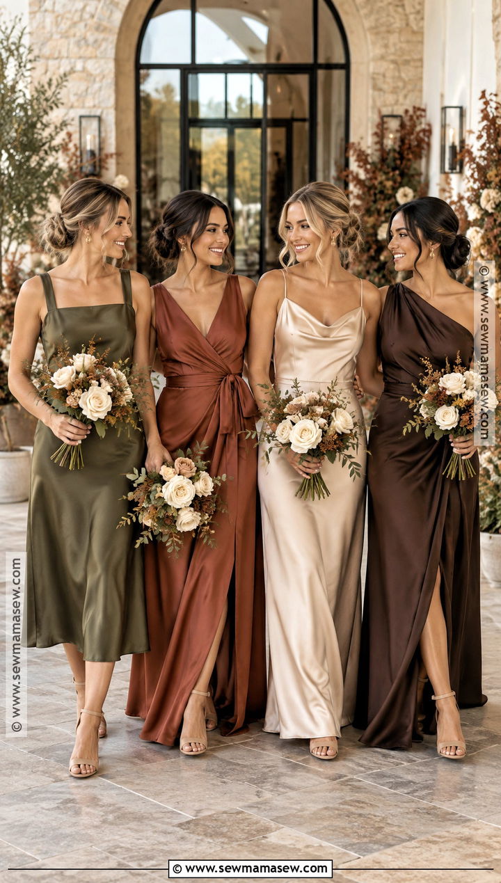 Midi And Maxi Mismatched Bridesmaid Dresses - 20 fall bridesmaid dresses mismatched