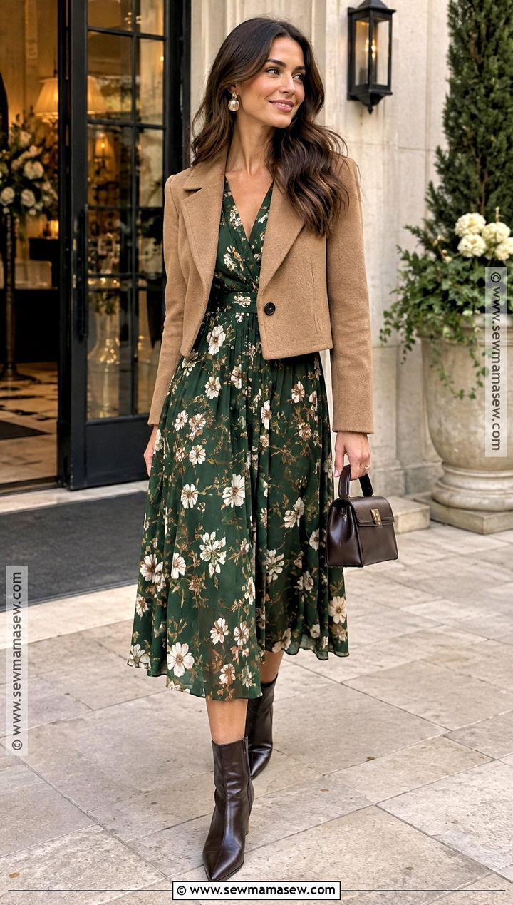 Midi Dress And Ankle Boots Fall Bridal Shower Outfit - 20 bridal shower guest outfit fall ideas