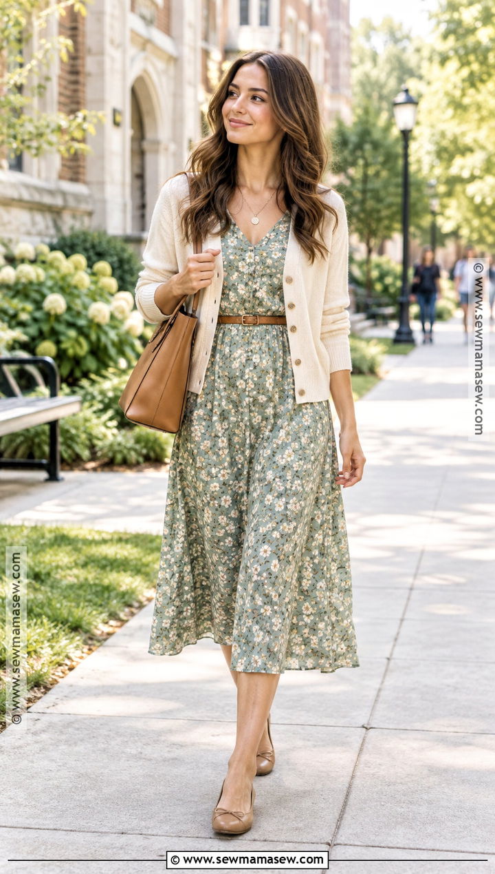 Midi Dress And Cardigan Back To School Outfit - 15 back to school outfits for women