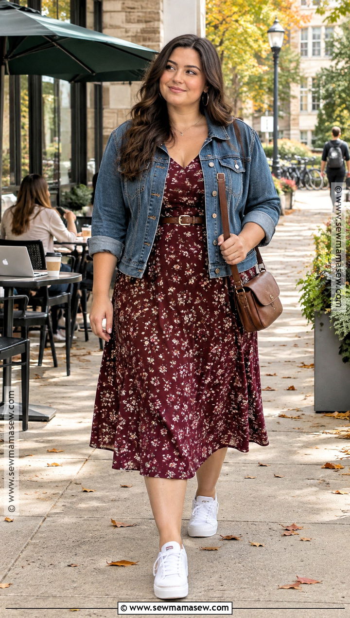 Midi Dress And Denim Jacket Fall School Outfit - 15 back to school outfits fall