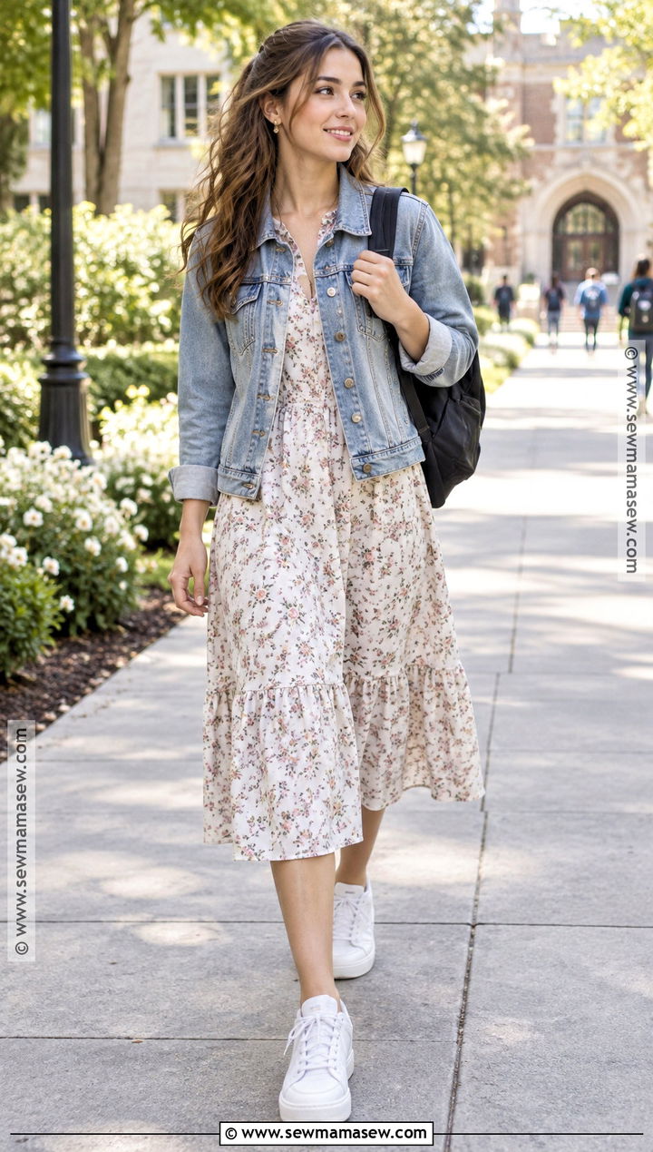 Midi Dress And Sneakers Back To School Outfit - 20 Back To School Outfits Modest