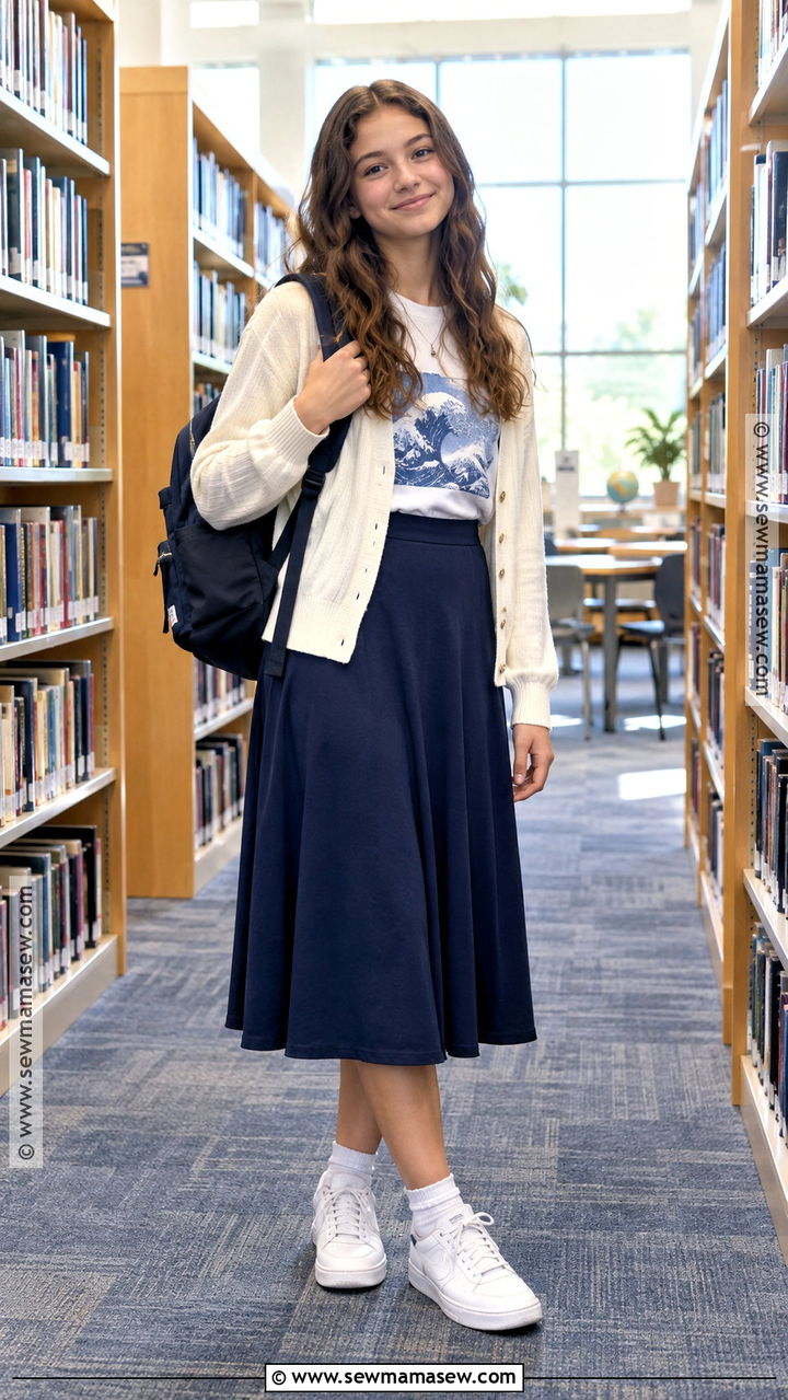 Midi Skirt And Graphic T Shirt Outfit - 20 back to school outfits middle school 8th