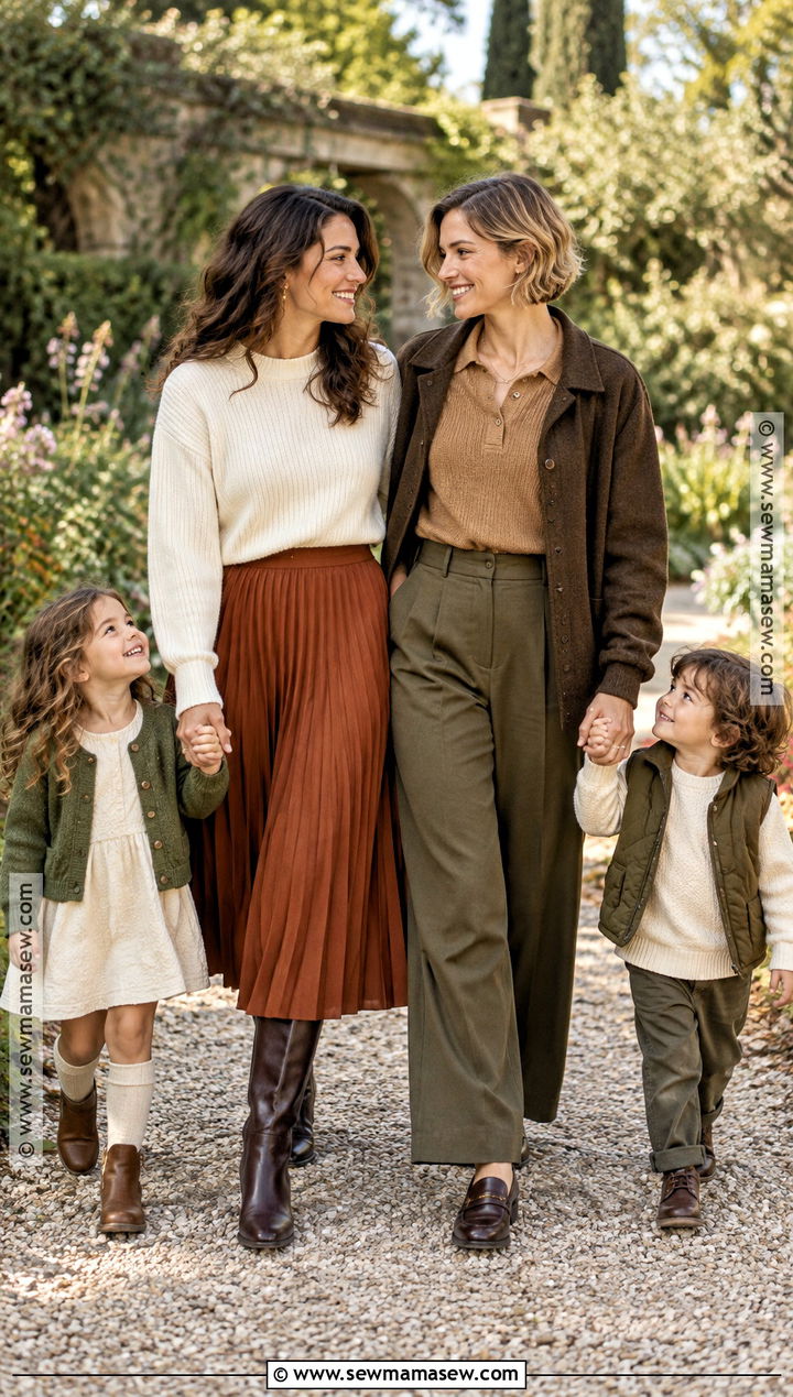 Midi Skirt And Knit Lesbian Fall Family Picture Outfit - 15 lesbian fall family pictures outfits