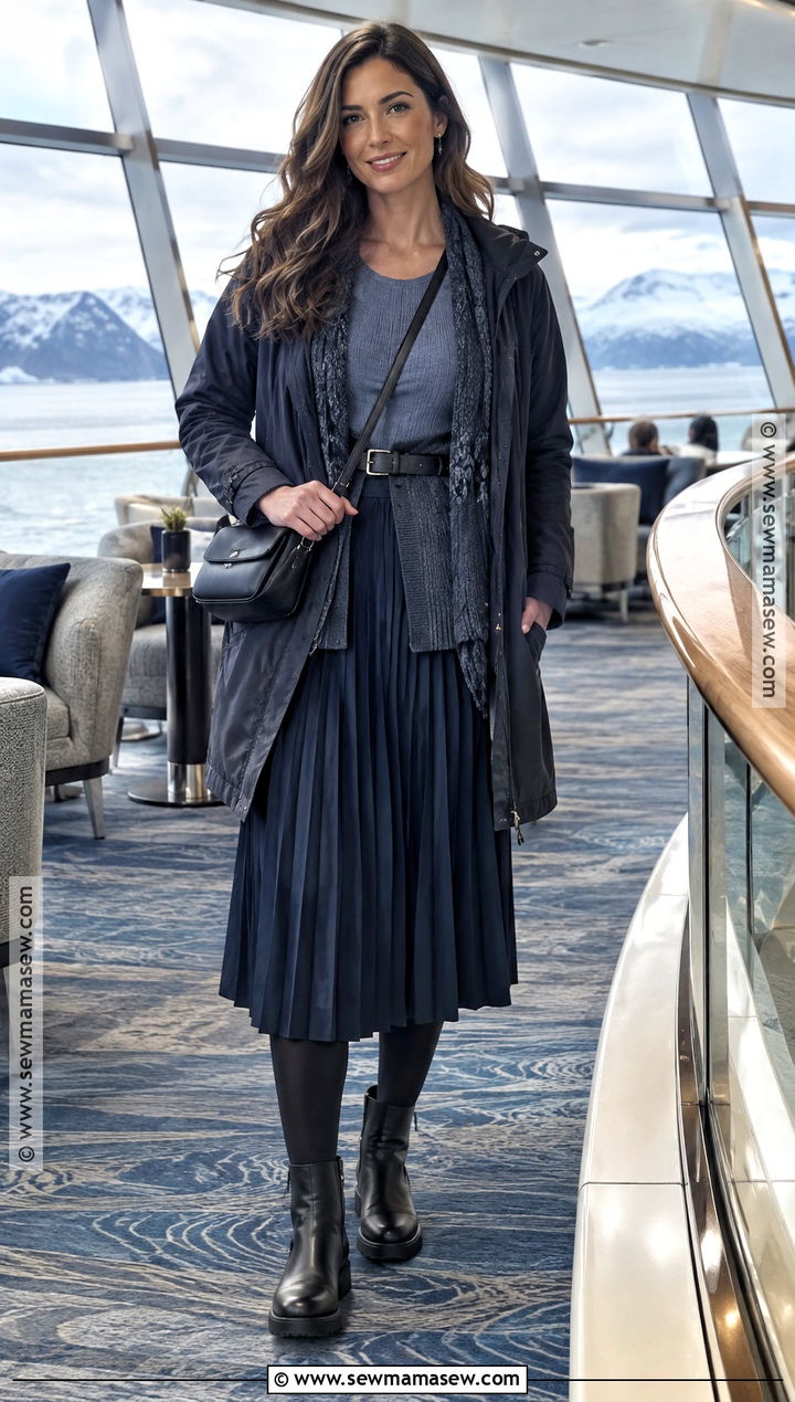 Midi Skirt And Knit Top Alaskan Cruise Outfit - 15 Alaskan Cruise Outfits October
