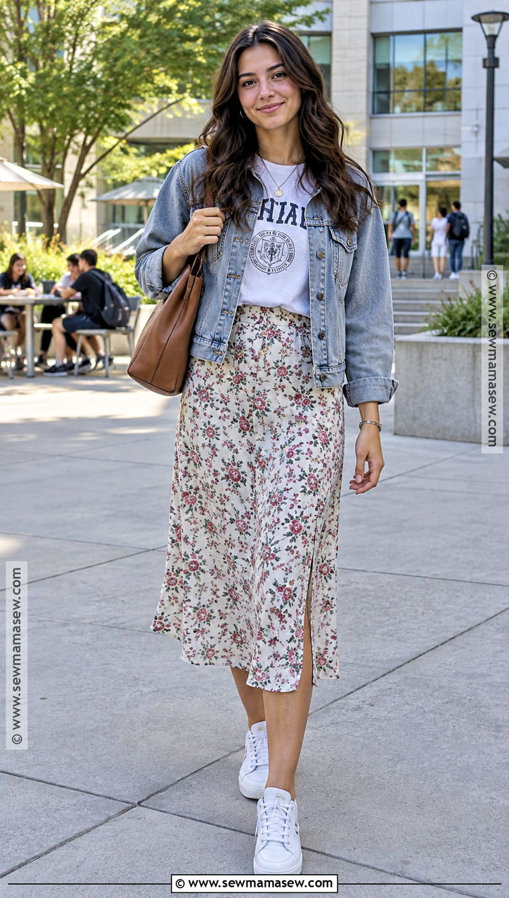 Midi Skirt And Oversized T Shirt College Outfit - 15 back to school college outfits 2026