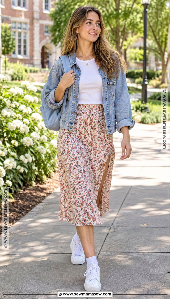 Midi Skirt And Sneakers Back To School Outfit - 15 back to school outfit ideas summer
