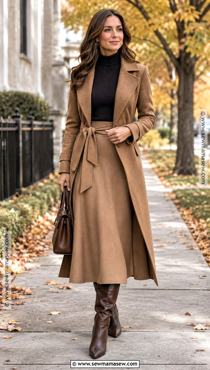 Midi Skirt And Tall Boots Church Outfit - 25 fall church outfits for women