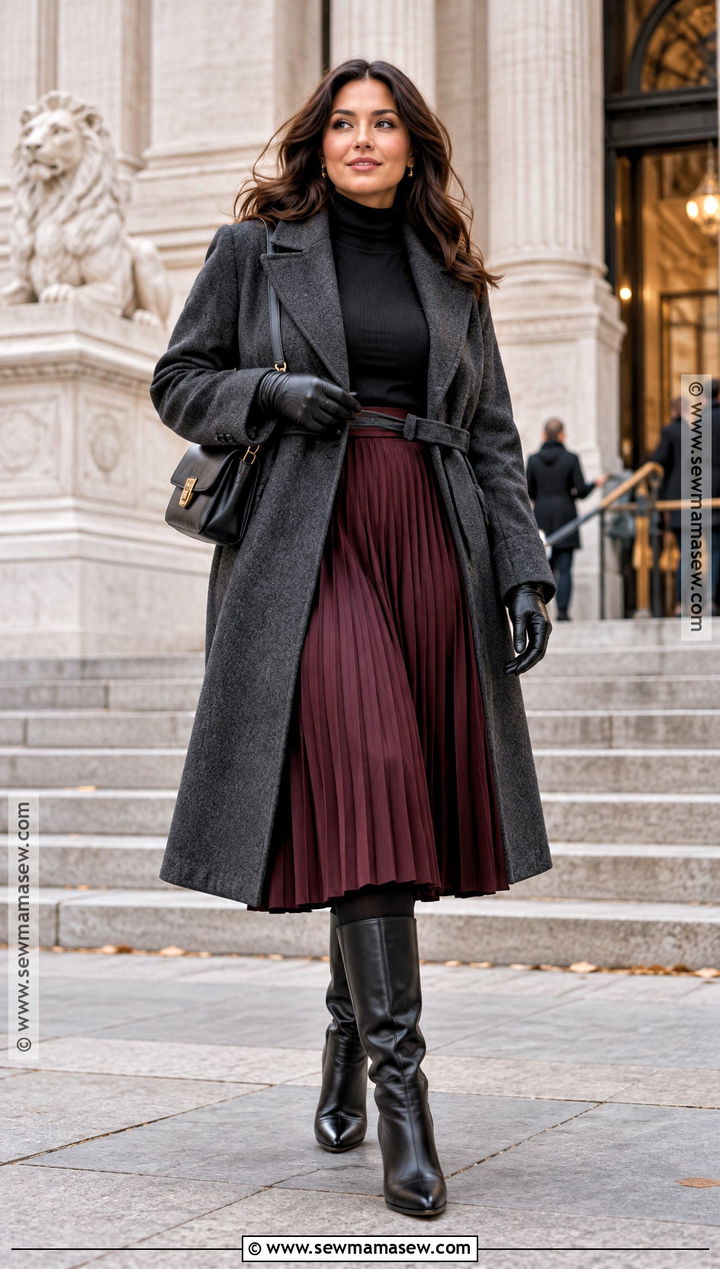 Midi Skirt And Turtleneck New York Outfit - 15 November Outfits For New York