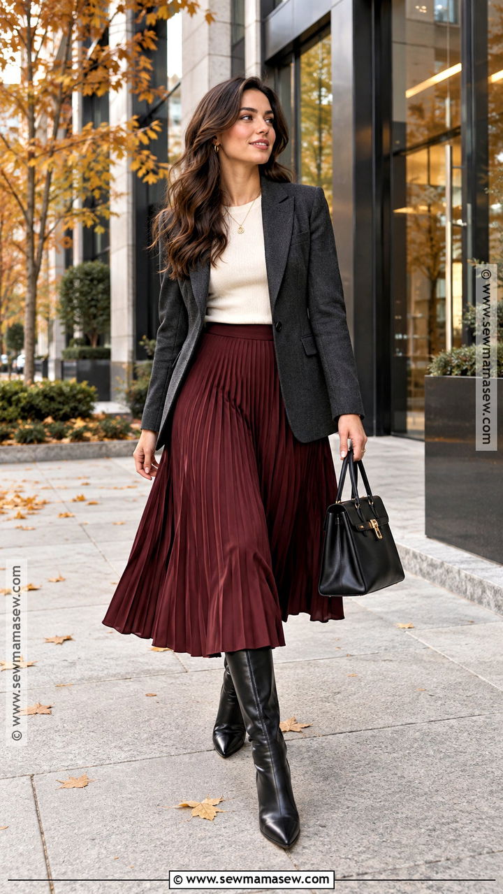 Midi Skirt With Knee High Boots - 20 Knee High Boots Fall Outfits
