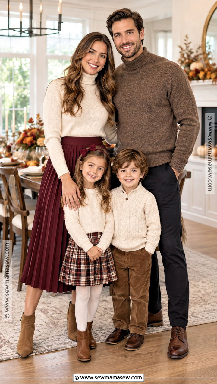 Midi Skirt and Turtleneck Thanksgiving Family Outfit - 25 thanksgiving family outfits