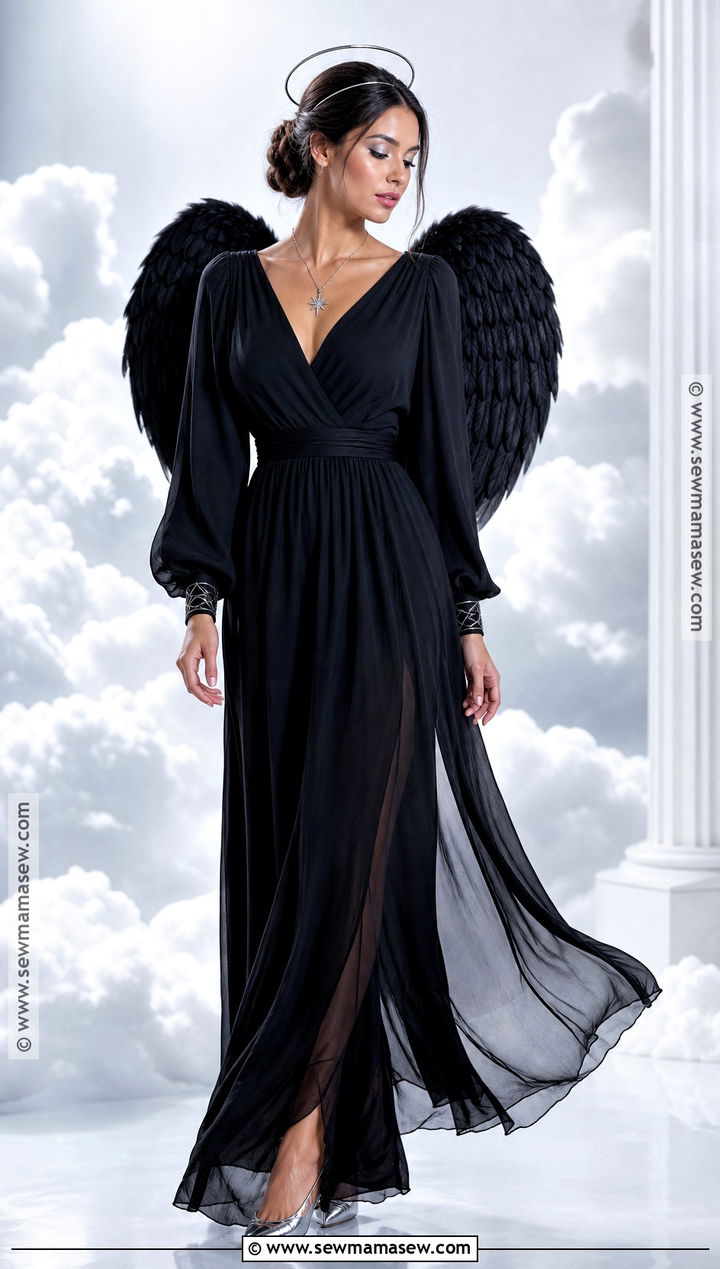 Midnight Angel Costume With Black Dress - 40 black dress halloween costume ideas