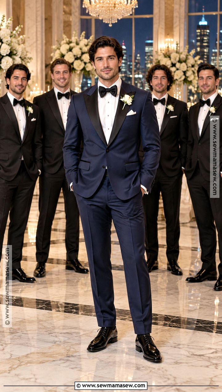 Midnight Blue Fall Wedding Tuxedo - 15 fall mens wedding attire groom & groomsmen suits ideas
