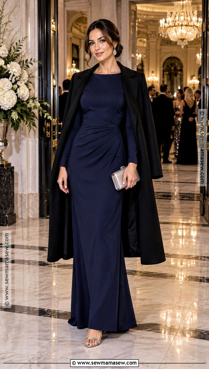 Midnight Blue Formal Wedding Guest Outfit - 20 fall wedding guest outfit november ideas