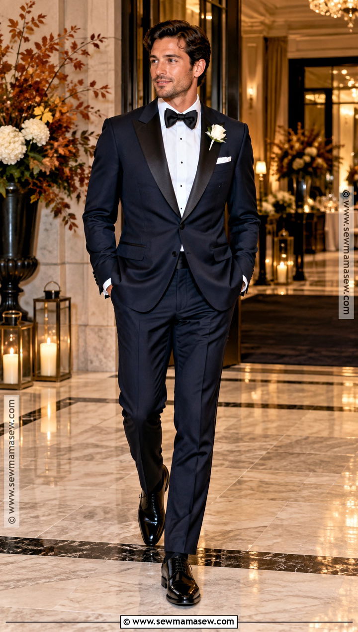 Midnight Blue Groomsmen Tuxedo - 25 fall groomsmen attire ideas