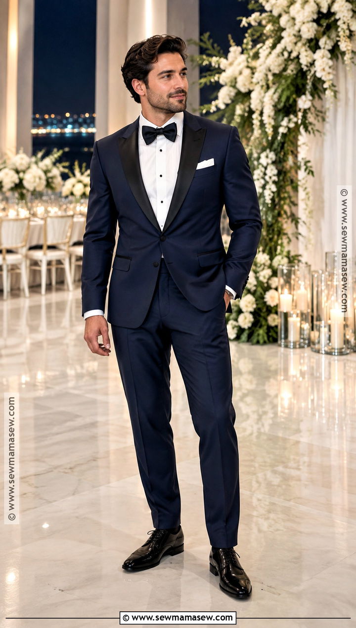 Midnight Blue Groomsmen Tuxedo - 15 autumn groomsmen attire ideas