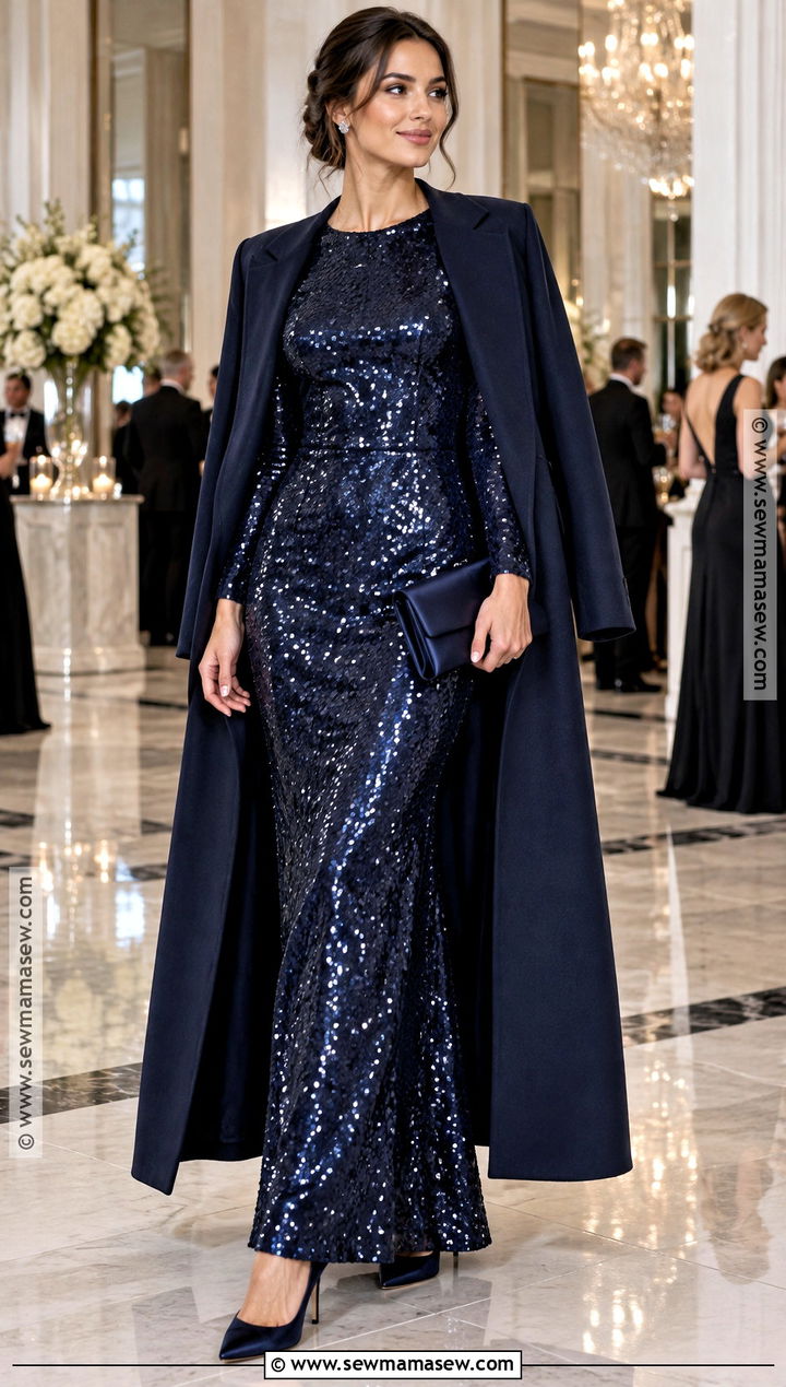 Midnight Blue Sequin Gown - 25 fall formal dresses