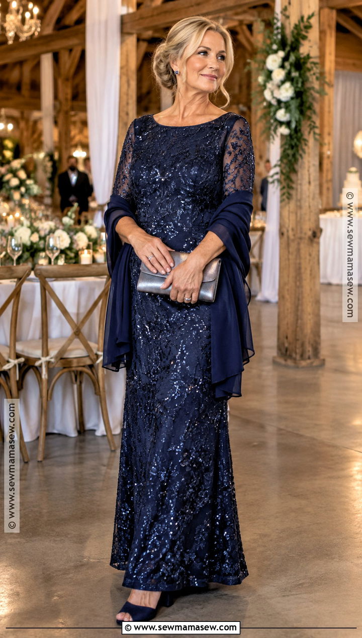 Midnight Blue Sequin Mother Of The Bride Dress - 25 fall mother of the bride dresses rustic