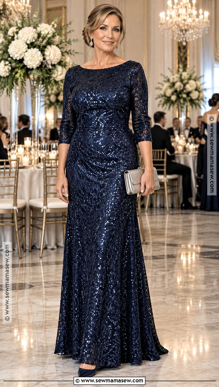 Midnight Blue Sequin Mother Of The Bride Gown - 20 mother of the bride dresses long fall